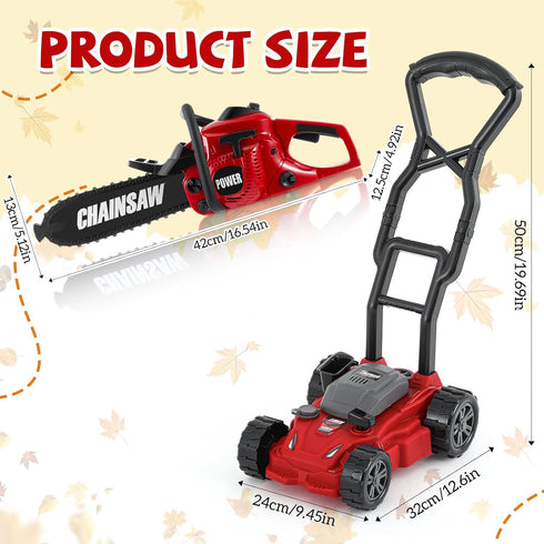 2 Set Set Arrowbash Pcs Toy Gardening Tool for Kids Toy Chainsaw Push Lawn Mower Battery Powered Gardening Tool