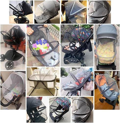 Orzbow Universal Mosquito Net for Stroller, Baby Bug Net with Two-Way Zippers, Portable Foldable Black
