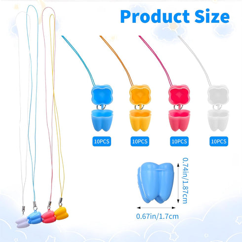 Qianyu 40 Tooth Saver Necklaces Pcs Milk Tooths Storage Box Lost Teeth Necklace Tooths Fairy Bag Organizer Case Tooth
