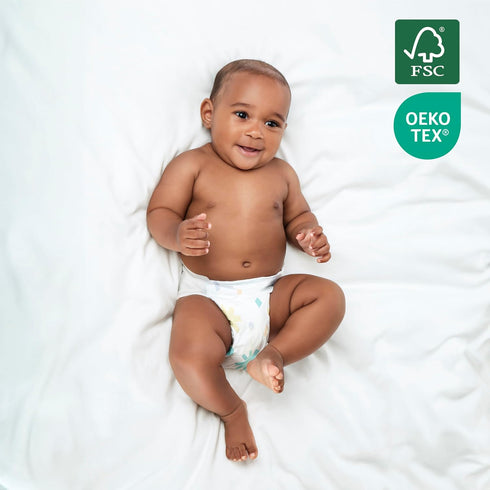 1, 216 Count, (6.6 lbs 13 lbs), Evolur Snuggle Bum Baby Diapers - Size for Newborns - Ulta Absorbent Diapers Newborn