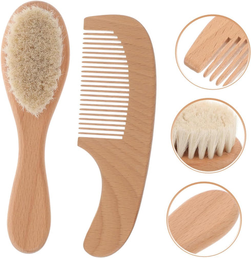 Set ibasenice Hair Brush with Soft Bristles and Comb Grooming Kit for Newborns Gentle Bath Brush for Delicate Scalp