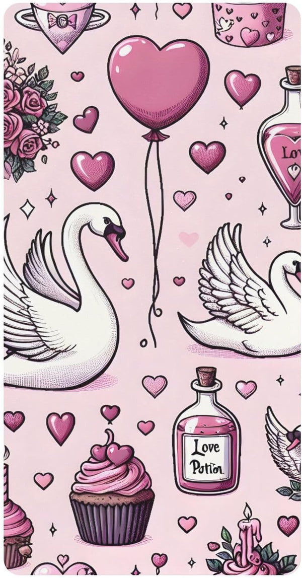 CZXW Swan Valentines Love Crib Sheets Fitted 52" x 28" Natural Cotton Soft