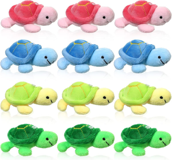 Sratte 12 Pcs Mini Turtle Stuffed Toy, Soft Small Sea Turtle Plush for Birthday Party Decorations, 3 Inch