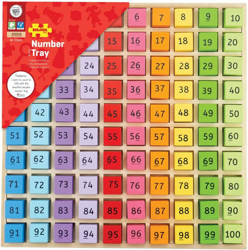 Bigjigs Toys Wooden Number Counting Tray, Educational Toys, Maths Games, Montessori Toys