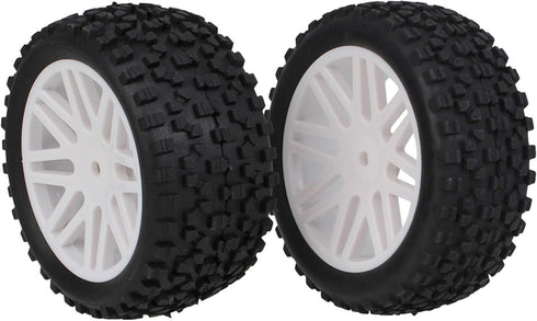 BQLZR 4X White Front Rear Wheel Rim Rubber Tyre Replacement for RC 1:10 Off-Road
