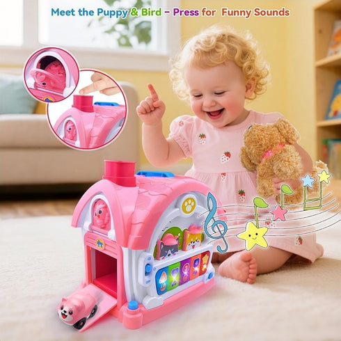 1+ 9-in-1 1st 1 2 3 Toys for Year Old Girls Montessori Musical Toddler Activity House with Lights, Sounds, Bilingual