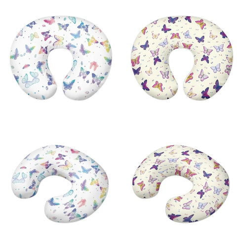 Goronwyfloyd 2 Multi Colorful Butterfly Nursing Pillow Cover for Baby Boy Girl Pieces Newborn U-Shaped Breastfeeding