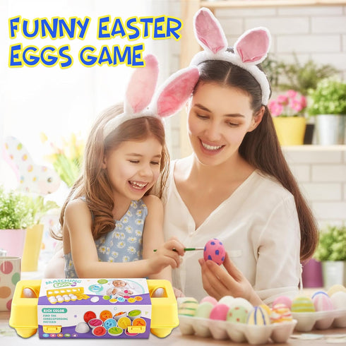 LOOIKOOS Matching Egg Toy Set, 12 Play Eggs for Toddlers, Educational Color and Number Recognition Skills Game
