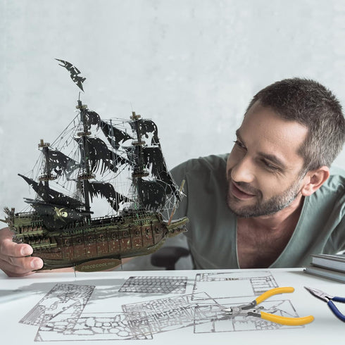Piececool Metal 3D Puzzles for Adults - Flying Dutchman Pirate Ship Model Kits - DIY Craft Kits for Family Time, Great