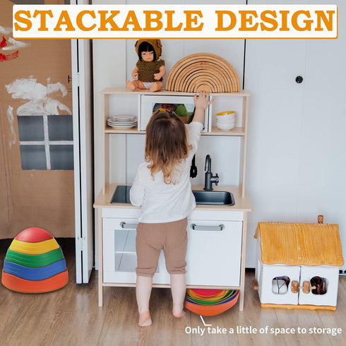makarci 5pcs Stepping Stones for Kids, Non-Slip Plastic Balance Stones, Sensory Play Equipment for Age 3-8 Years