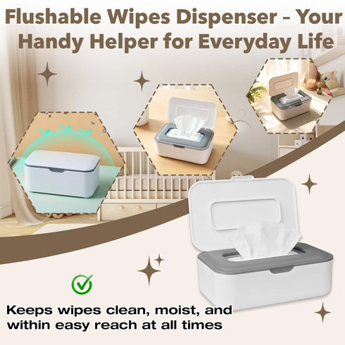 Stitokg Flushable Wipes Dispenser, Wipes Case Baby Wipe Holder Durable PP Material for Nursery & Home, Keeps Wipes