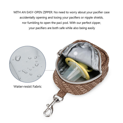 2 MOMIGO Pacifier Case Bag - Pacifier Holder with Clip for Diaper Bag Stroller Purse Charm, Holds Pacifiers Outdoor
