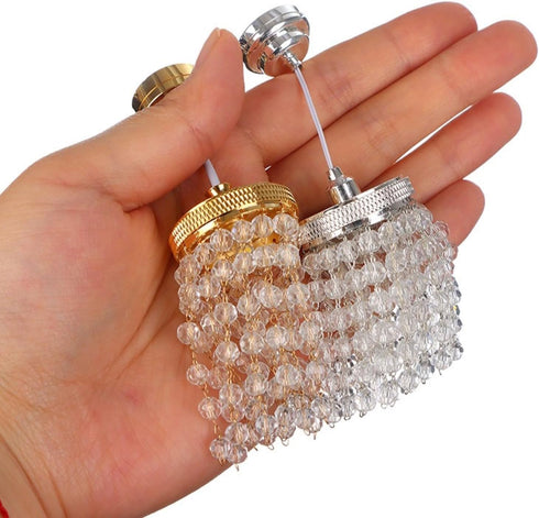 LUOZZY 1 12 Dollhouse Lights Battery Operated Crystal Miniature Chandelier Led Lighting Scale (Silver)