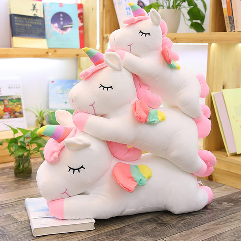 Unicorn Stuffed Animal, Soft Plush Hugging Pillow Toy for Kids, White, 19.6 in