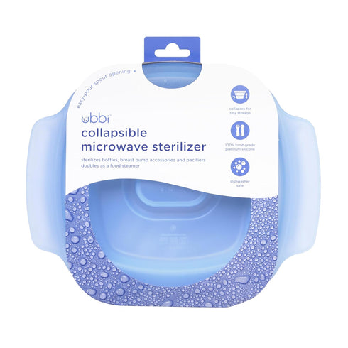 5 Ubbi Collapsible Microwave Steam Sterilizer for Baby Bottles, Breast Pump Accessories & Pacifiers, Reusable Silicone