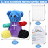 18 Pcs Rainbow Faith Stuffed Bears, 4" Religious Plush Bears, Christian Mini Bear Bible Verse Party Favor