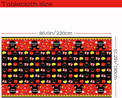 Red Cartoon Mouse Tablecloth Mouse Tablecovers Disposable Plastic Table Cloth for Mouse Theme Baby Shower Boys 1st 2nd 3rd 4th 5th 6th Birthday Party Decorations 51.2" x 86.6" by XXDecor