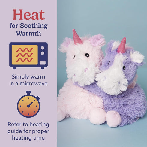 warmies Hugs Duo, Microwavable & Weighted Stuffed Animals, Unicorn - Heated Stuffed Animal Plushie for Warmth & Comfort