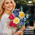 Zsiikrn 787PCs Set Building Blocks Flower Bouquet Kit - Creative Construction with Purple/Red Roses, Sunflowers