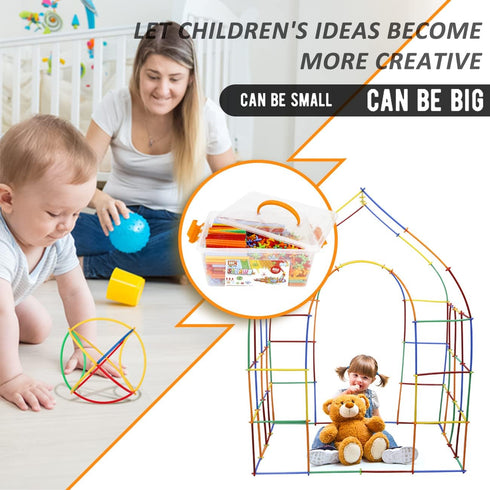Straw Constructor Toys STEM Building Toys, 600Pcs Interlocking Plastic Engineering Toys for Kids Ages 3-8
