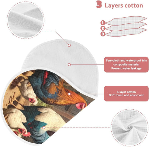 GOODOLD Set 1 Pack Farm Chicken House Muslin Baby Burp Cloths - Super Absorbent and Soft Burping Rags - Cotton Burp