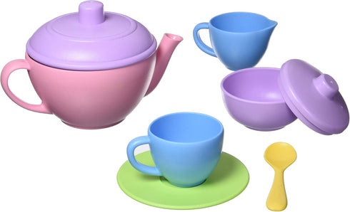 Set, 4C 17 Communication Green Toys Tea Pink - Piece Pretend Play, Motor Skills, Language & Kids Role Play Toy. No BPA