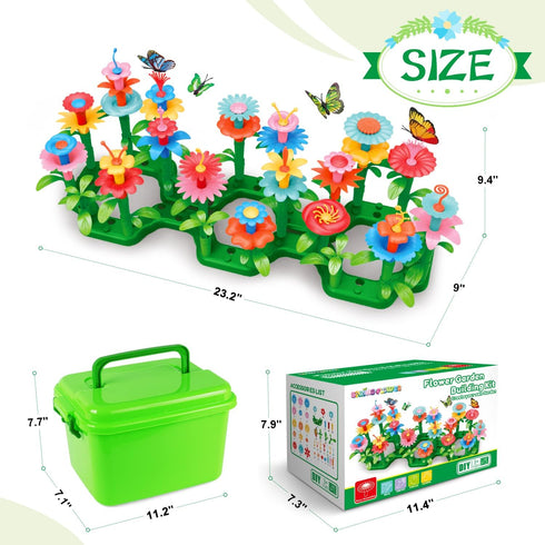 SpringFlower Gifts Toys for Girls: Flower Garden Building Kit with Storage Case, Educational STEM Toy for Toddlers,