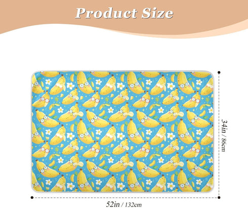 siphylline 52" 34" Cute Cartoon Banana Extra Large Resuable Potty Training Pee Pad Soft Absorbent Flat Crib Pads