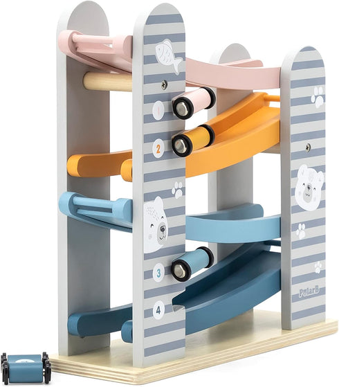 PolarB Viga Wood Toy, Car Slider Playset