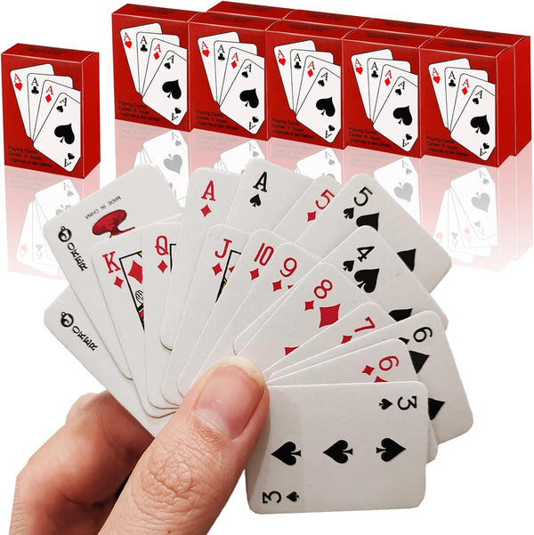 Mini Playing Cards 10 Set - Poker Cards Miniature Set with Gift Box, Great Novelty Gift for Parties
