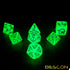 BESCON DARK ELVES Glowing Dice Set (7 piece), Oversized GLOW in DARK Carved RPG Dice Set