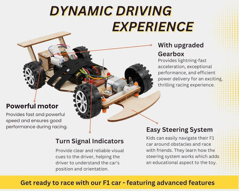 F1, Wireless Remote Control Car Kit Science Project Kit for Kids/Students/Education, STEM Project Model Car Kits