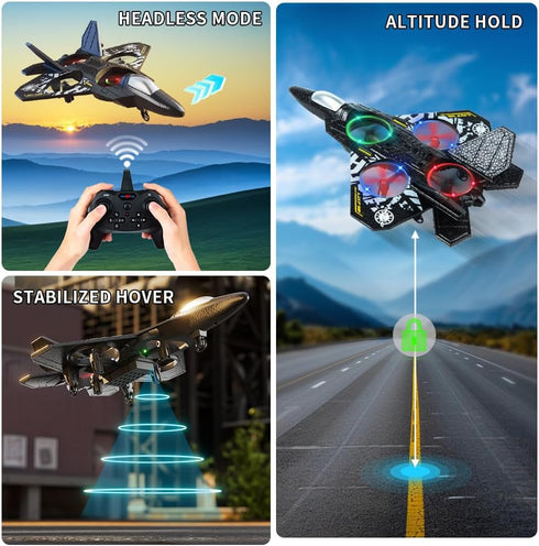 Generic 8-12, 360 8-16 Remote Control Airplane for Kids Boys Beginners RC Plane with Light, Flip Fighter Jet Toys