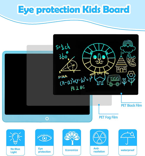 LCD Writing Tablet Doodle Board, 16inch Colorful Drawing Tablet, Kids Travel Essentials for 3-8 Year Olds
