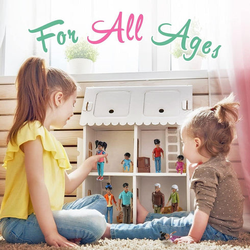 Beverly Hills Doll Collection Sweet Li'l Family Hispanic Dollhouse People Set - 9 Action Figures Including Grandpa,