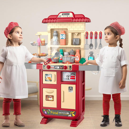 WATUDOU Playset Sets 3 4 5 6 7 8, Kids Kitchen for Toddlers Girls, Toy Kitchen Pretend Play Food Toys for Kids Girls