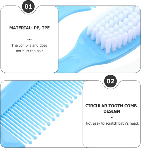 Set 2 Sets Brush and Comb for Newborns, Soft Bristle Massage Hairbrush with Comb for Sensitive Hair, Blue and Pink