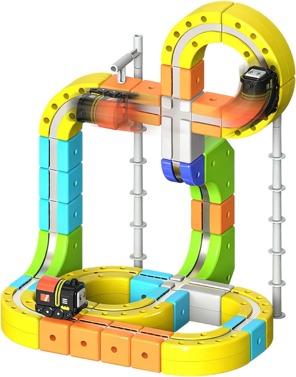 Dripiagarden 3D Gravity-Defying Electric Magnetic Train Set,Modular Reconfigurable Race Track Kit, STEM Educational