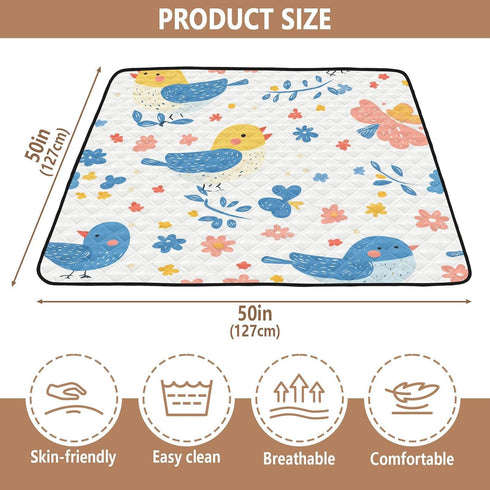 EtherSpher 50'' 50''alfombras Parents' Day Cartoon Cute Blue Bird Soft Padded Baby Play mat Foldable for Indoor Outdoor
