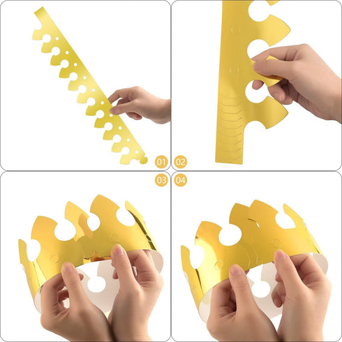 TUPARKA 30 Pcs Paper Crown Golden King Crowns, Gold Foil Party Crown Hat Cap for Birthday Celebration, Baby Shower