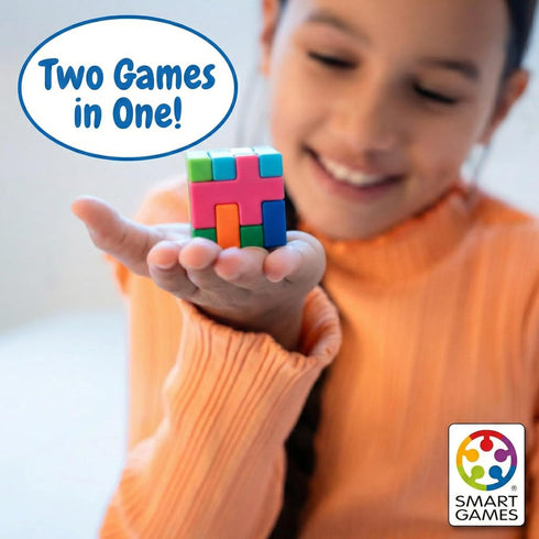 2-in-1 3D 120 6 SmartGames IQ Quub Travel Logic Puzzle & Cube Building Game with Soft Touch Pieces, Challenges, STEM