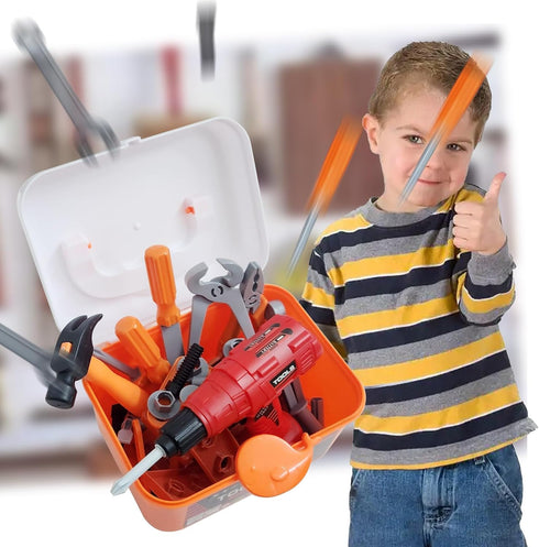 INSHUEY Set,Electric 42pcs Kids Tool Play Screwdriver Toy with Box, Toddler Electronic Toy Drill Kits, Pretend Play