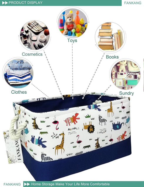 FANKANG Rectangular Laundry Basket, Nursery Storage Fabric Bin, Gift Baskets (Animals)