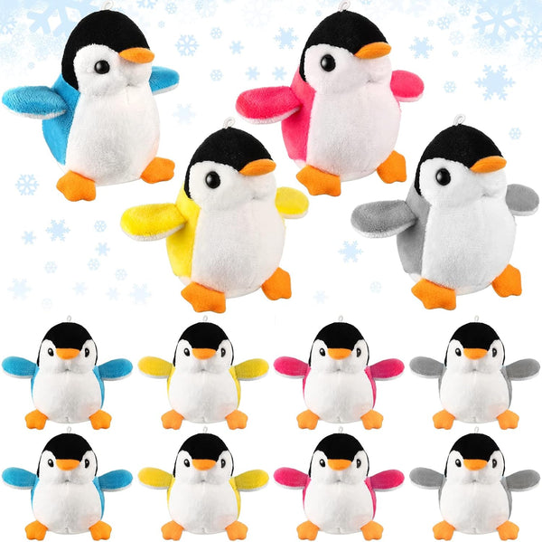 12 Pieces Christmas Mini Plush Penguin Stuffed Toys, Cute Small Baby Penguin Dolls for Keyholder Bag Pendant Gifts