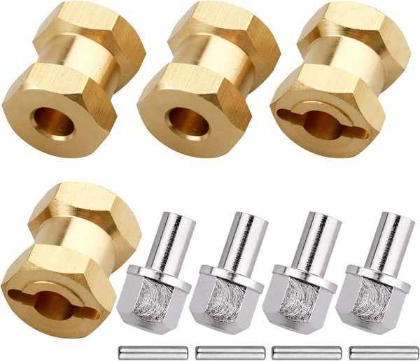 4PCS CrazyHobby Brass Wheel Hubs Extensions, 12mm Wheel Spacers Hex Drive Adapter for 1/10 RC Crawler Axial SCX10 &