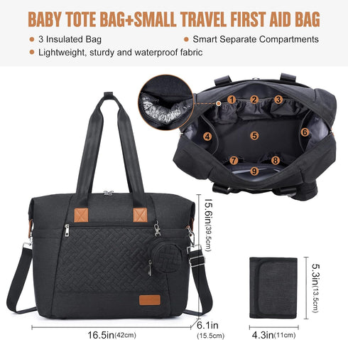 LOVEVOOK Large Waterproof Diaper Bag Tote with Changing Pad