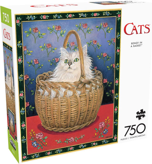 Buffalo Games - Ivory Cats - Bengy in a Basket - 750 Piece Jigsaw Puzzle for Adults - Finished Size 24.00 x 18.00