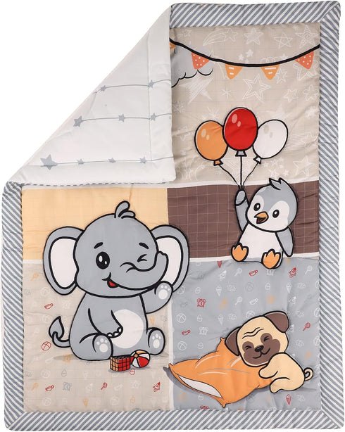 CribMATE 3 Set Set 1 1 1 PCs Gray Elephant Penguin Puppy Nursery Crib Bedding Baby Girl Baby Boy Animal Holiday Cot