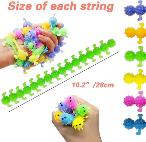 12 Pack Stretchy Fidget Toy, Colorful Sensory Strings for Kids and Adults Stress Relief Gift