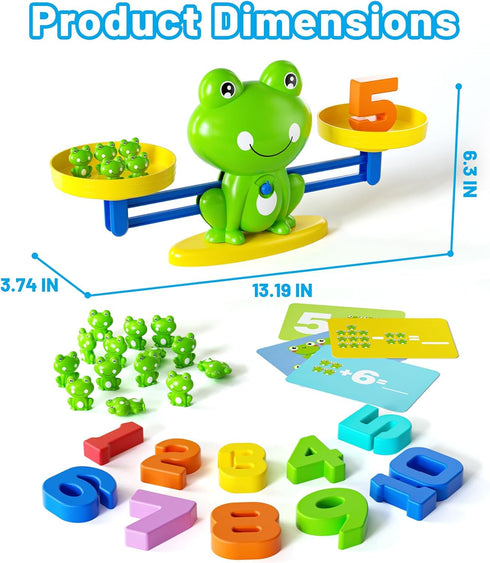 Siwuoke Counting 20 40 3-8 Frog Balance Math Game for Kids, Montessori STEM Toy with Frogs & Double-Sided Cards